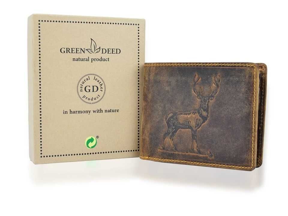Skórzany portfel myśliwski Green Deed brązowy - Byk