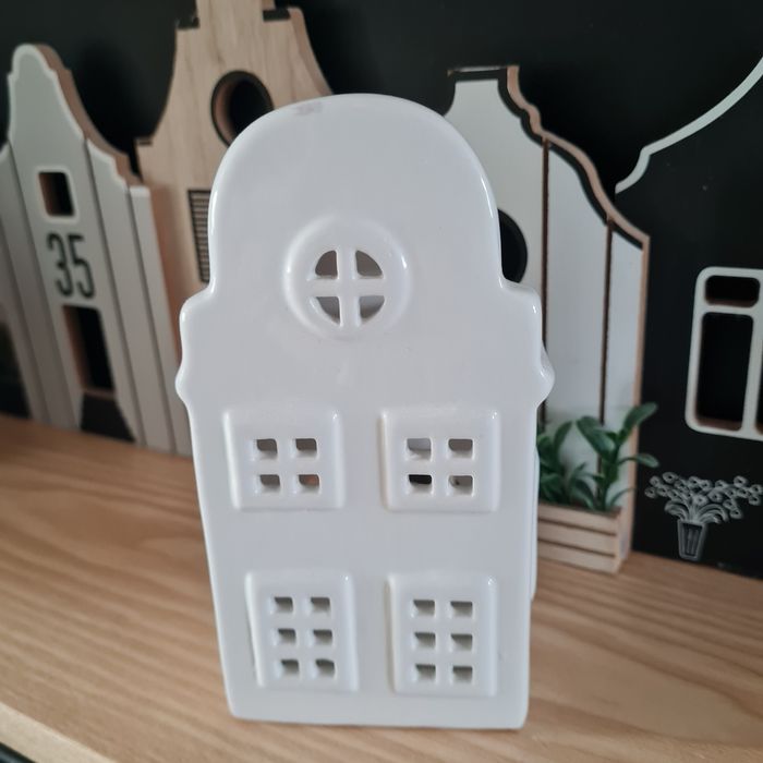 Domek świecznik na tilajt podgrzewacz biały ceramika Nowy