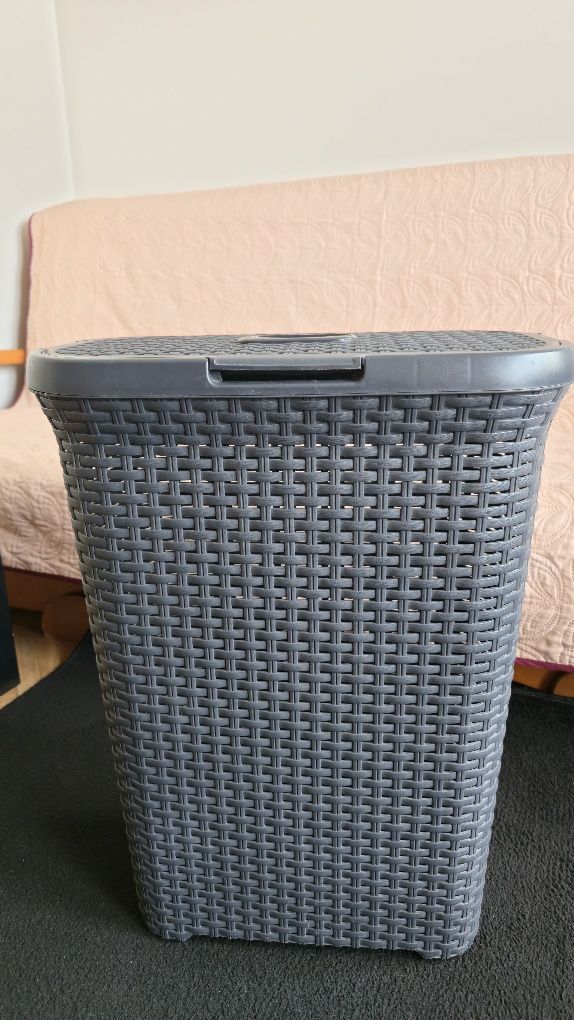 Brązowy wąski kosz na pranie Curver Rattan Style 40l