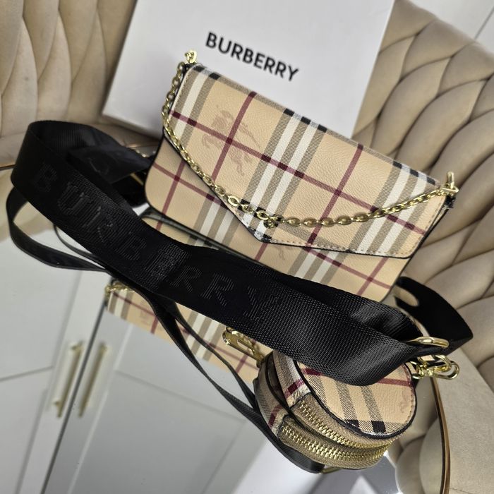 Komplet zestaw  BURBERRY torebka  beżowa portfel zawieszka