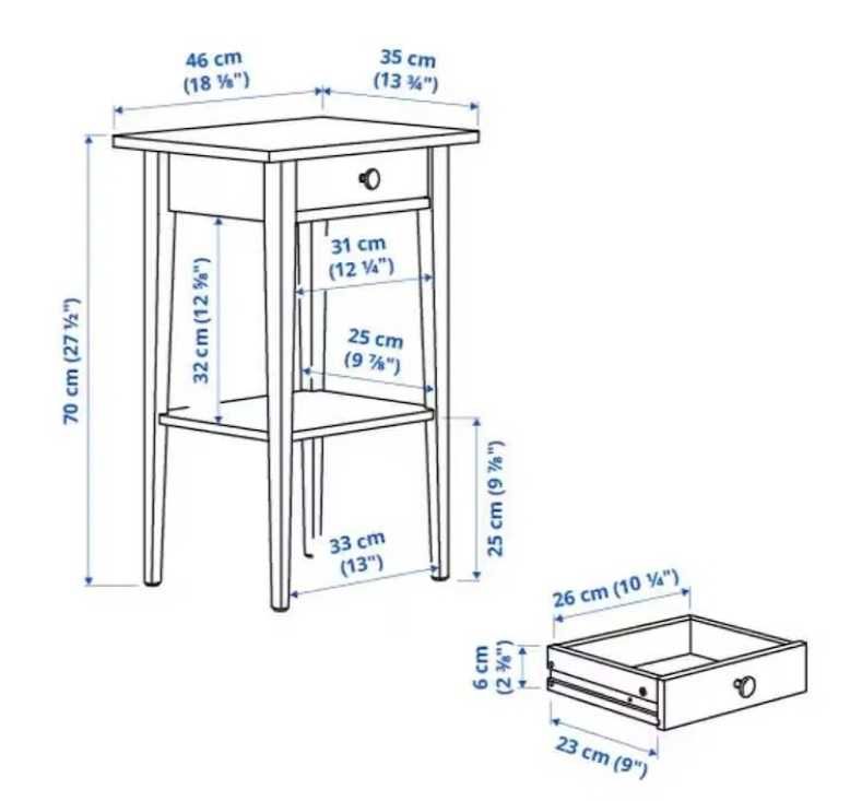 Mesa de cabeceira IKEA HEMNES vermelha Puxador em ROSA Lindo MACIÇA