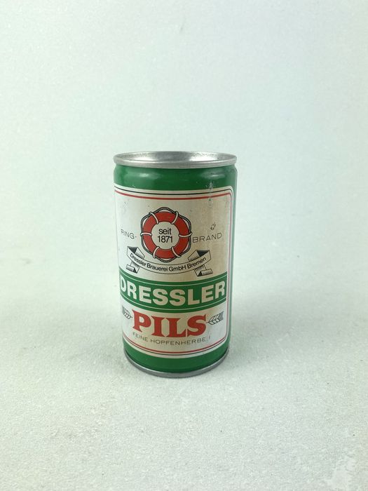 Kolekcjonerska stara stalowa puszka po piwie Dressler Pils