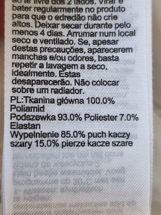 Ciepła bluza/kurtka  85%puch kaczy 15% pierze kacze r XS