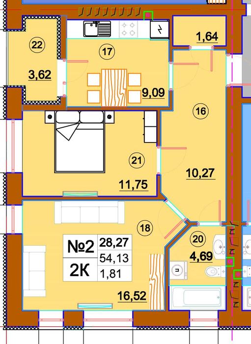 В збудованому будинку 2-на квартира (61.87 кв) в ЖК Комфорт-Сіті