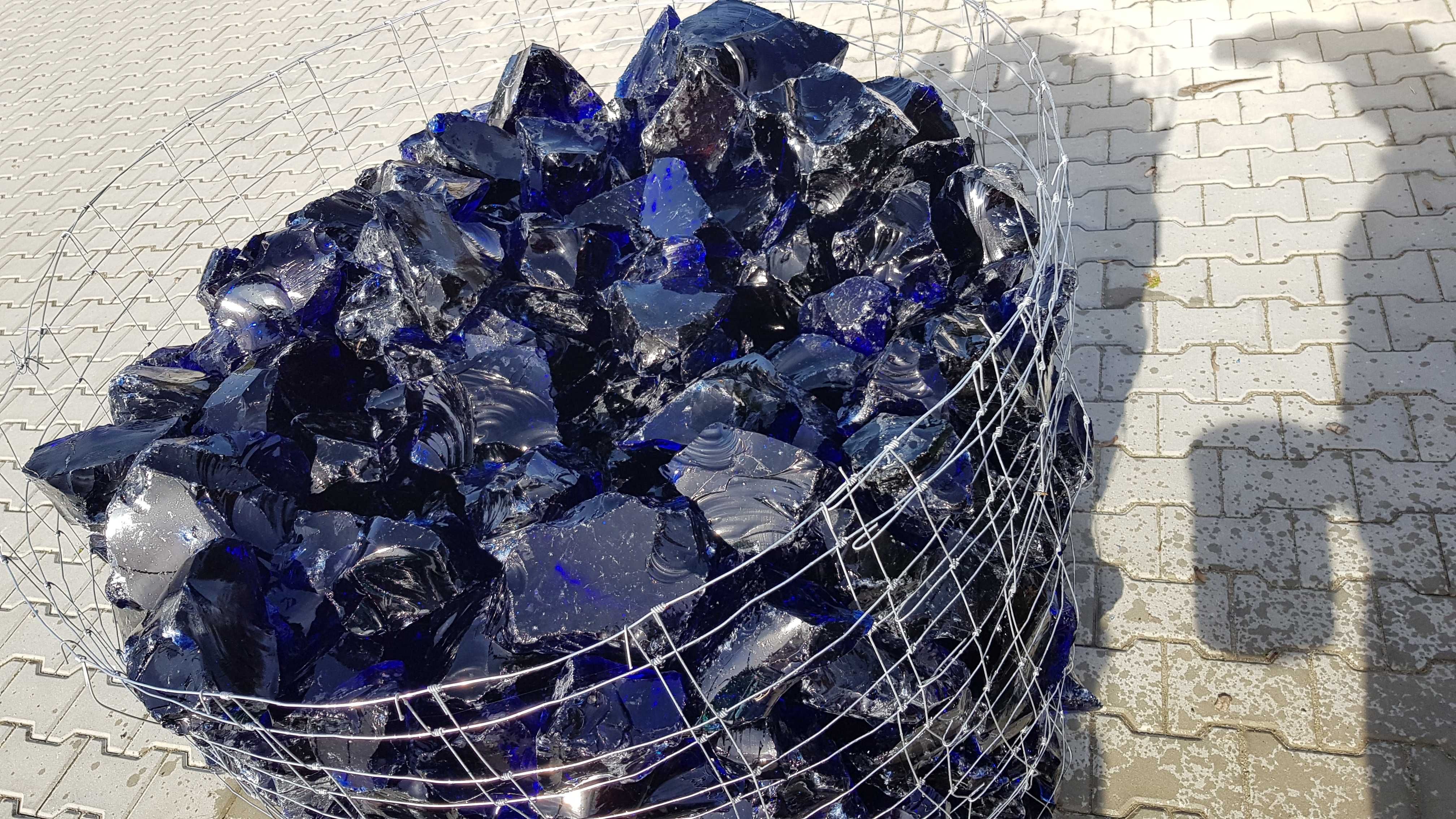 Bryły szklane kamień Niebieski SZKLO do gabionów 20 kg