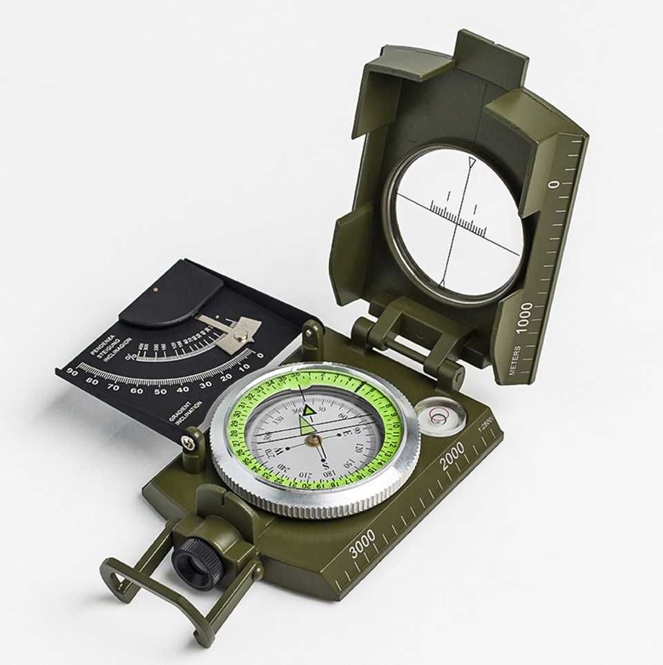 Металлический военный/армейский артиллерийский компас с клинометром