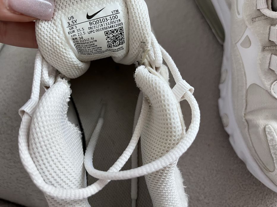 Nike air max react 270 beż Beżowe r.35,5 wkł.22,5cm