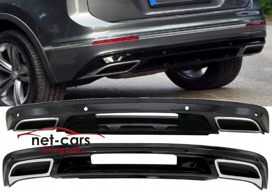 Dyfuzor Spoiler dokładka tył VW TIGUAN II 16-20r R Line czarny połysk