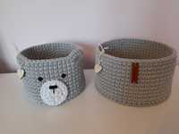 Zestaw 2 koszyków Handmade ze sznurka bawełniane prezent na narodziny