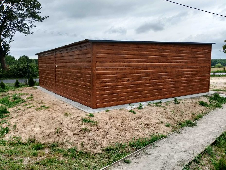 Garaż Blaszany GRAFITOWY +2 Bramy - TANIE Garaże Blaszane -Maj-Blach