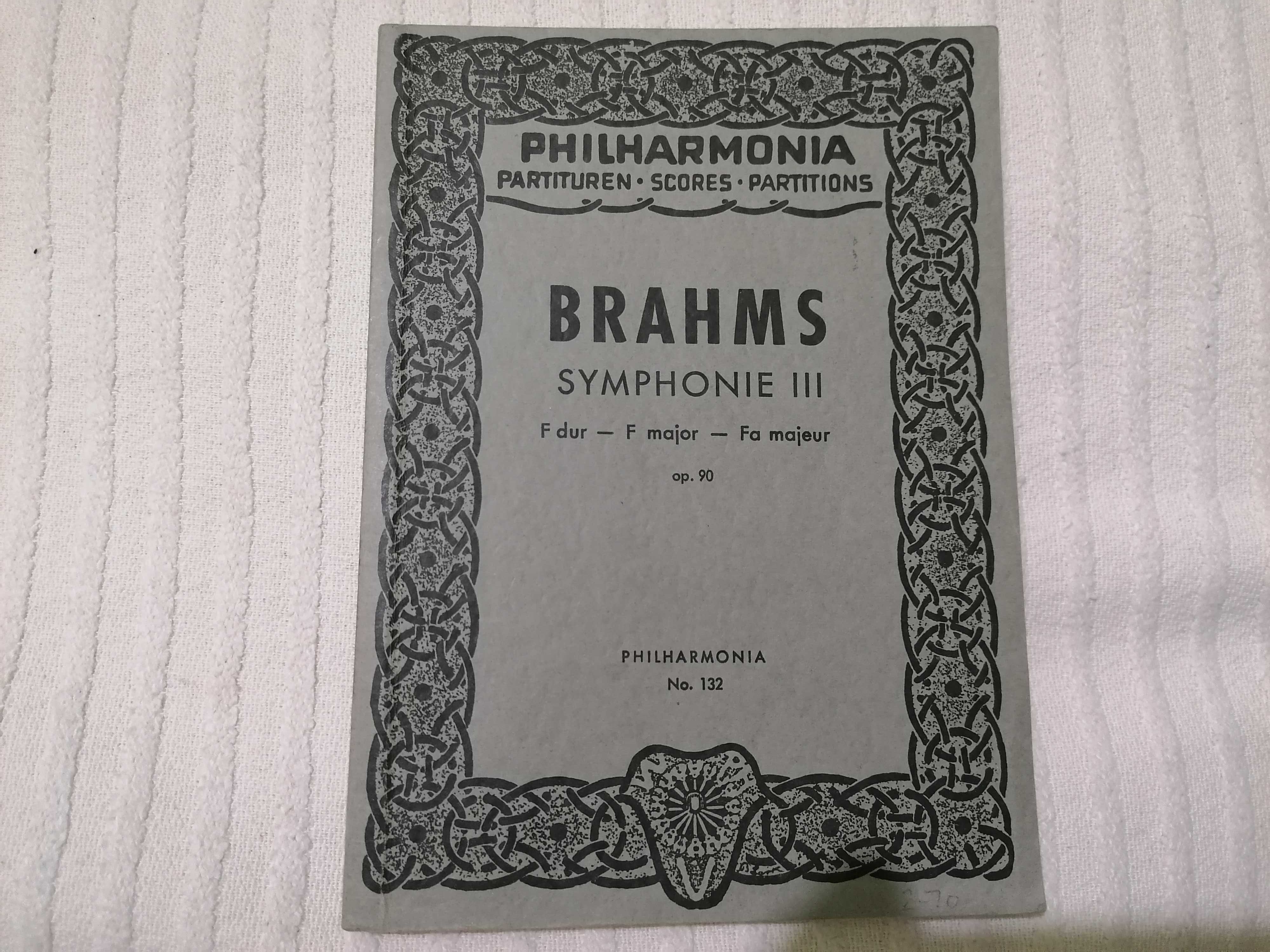 Partitura BRAHMS, Sinfonia 3, F Maior op.90, edição Philarmonia