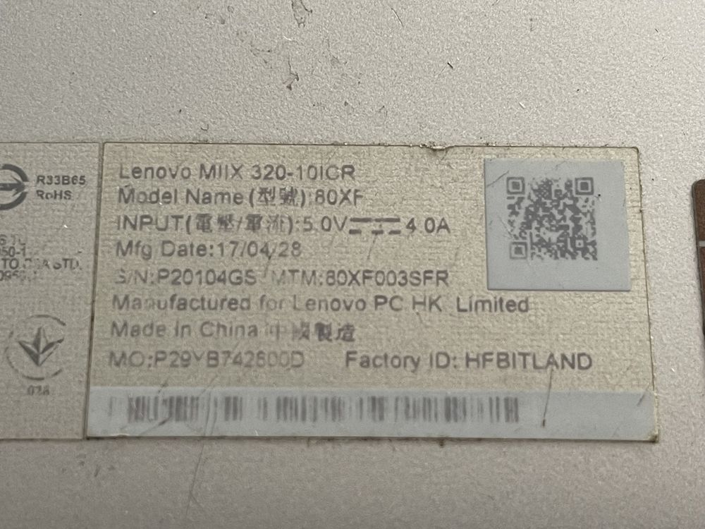 Lenovo MIIX 320 80XF