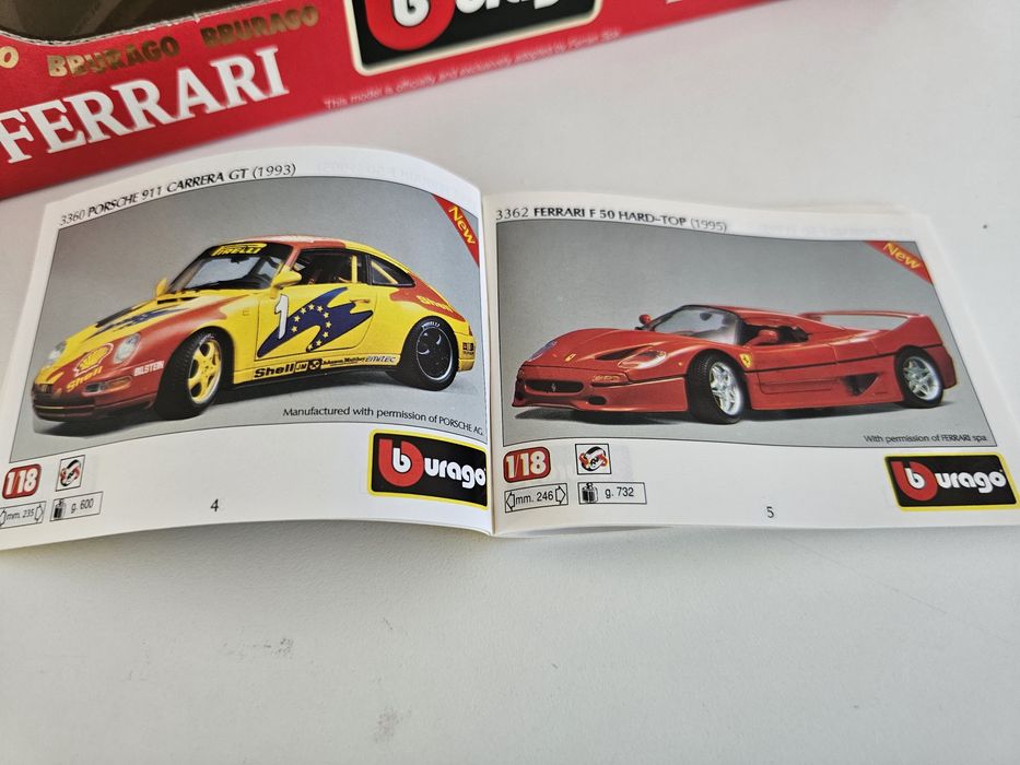 Burago skala 1:18 3372 Ferrari F50 1995 kabriolet srebrny mode