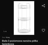 DWIE NOWE Białe 3 poziomowe narożne półki łazienkowe