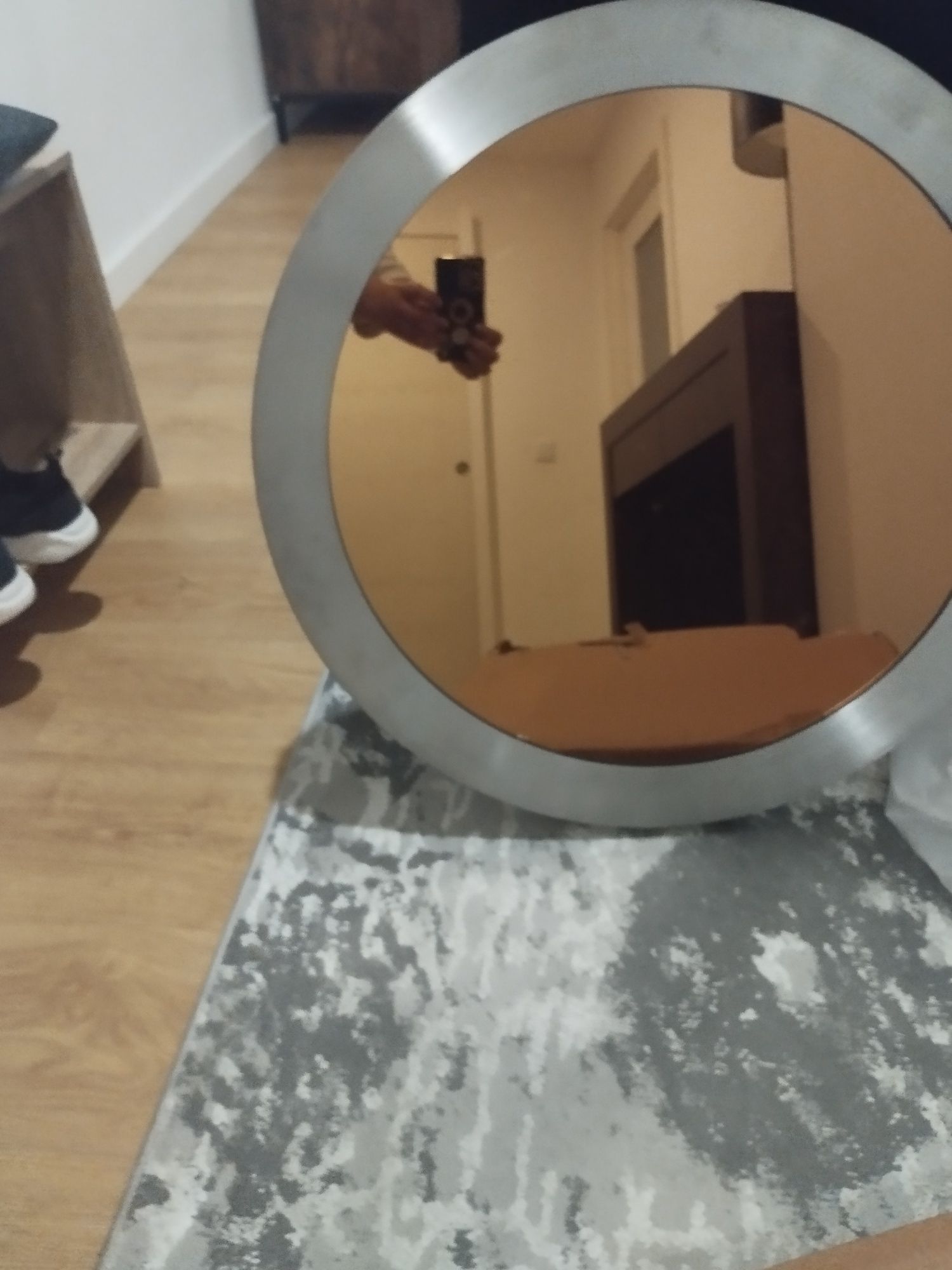 Espelho  aro Inox decorativo redondo diâmetro 66cm diâmetro