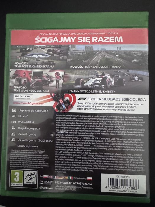 Gra F1 2020 xbox one series x