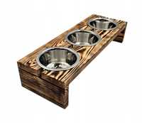 Miski dla psa drewniany stojak z miskami o pojemności 3x900ml roz. M