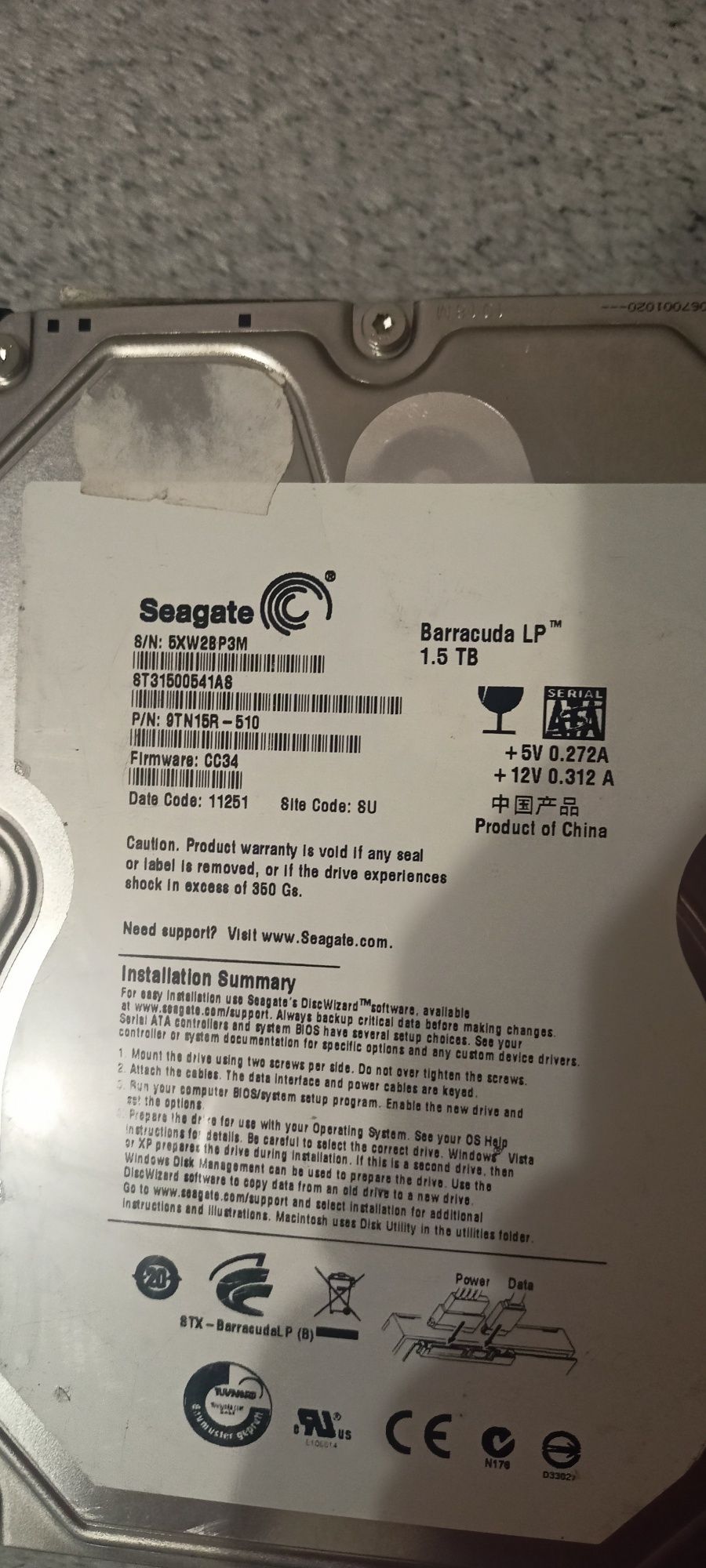 Dysk twardy  HDD 1,5tb Seagate