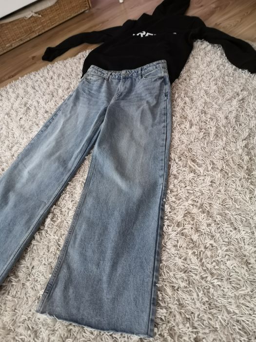 A spodnie dżinsowe z szeroką nogawką Wide Leg niebieskie