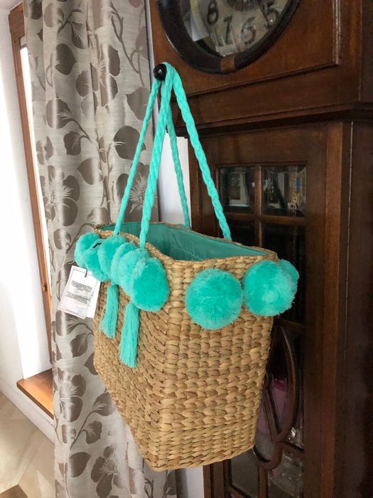 Koszyk plażowy nowy duży XXL zielony miętowy turkusowy premium okazja