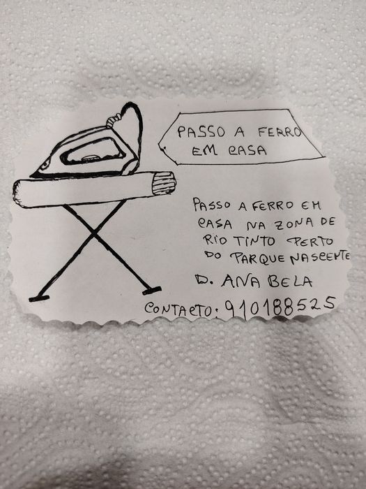 Passo a ferro em casa, perto do parque nascente, na foto do anúncio