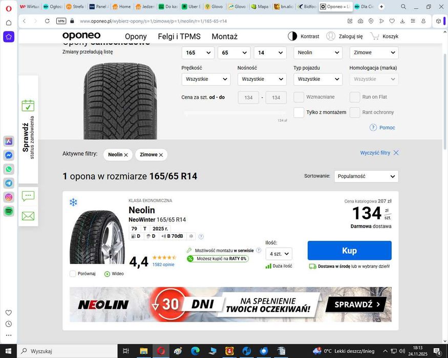 Koła 165/65 R14 zimowe opony + stalowa felga komplet