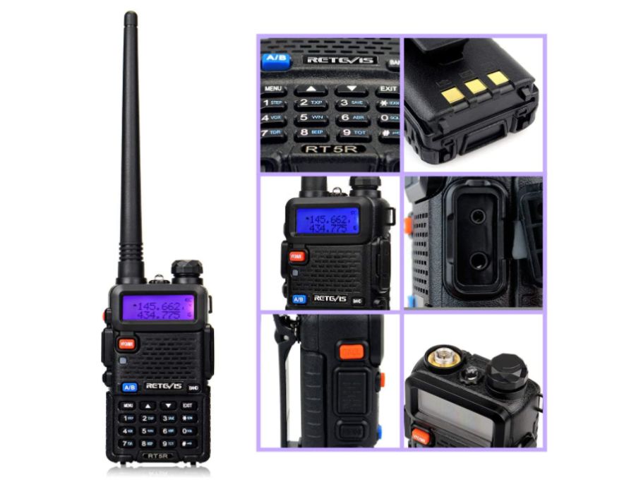 Rádio RT5R Walkie Talkie  5 watts vhf/uhf LONG RANGE Retevis