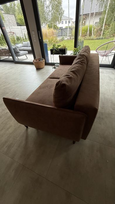 Sofa DL Benet rozkładana z funkcją spania brazowa skóra