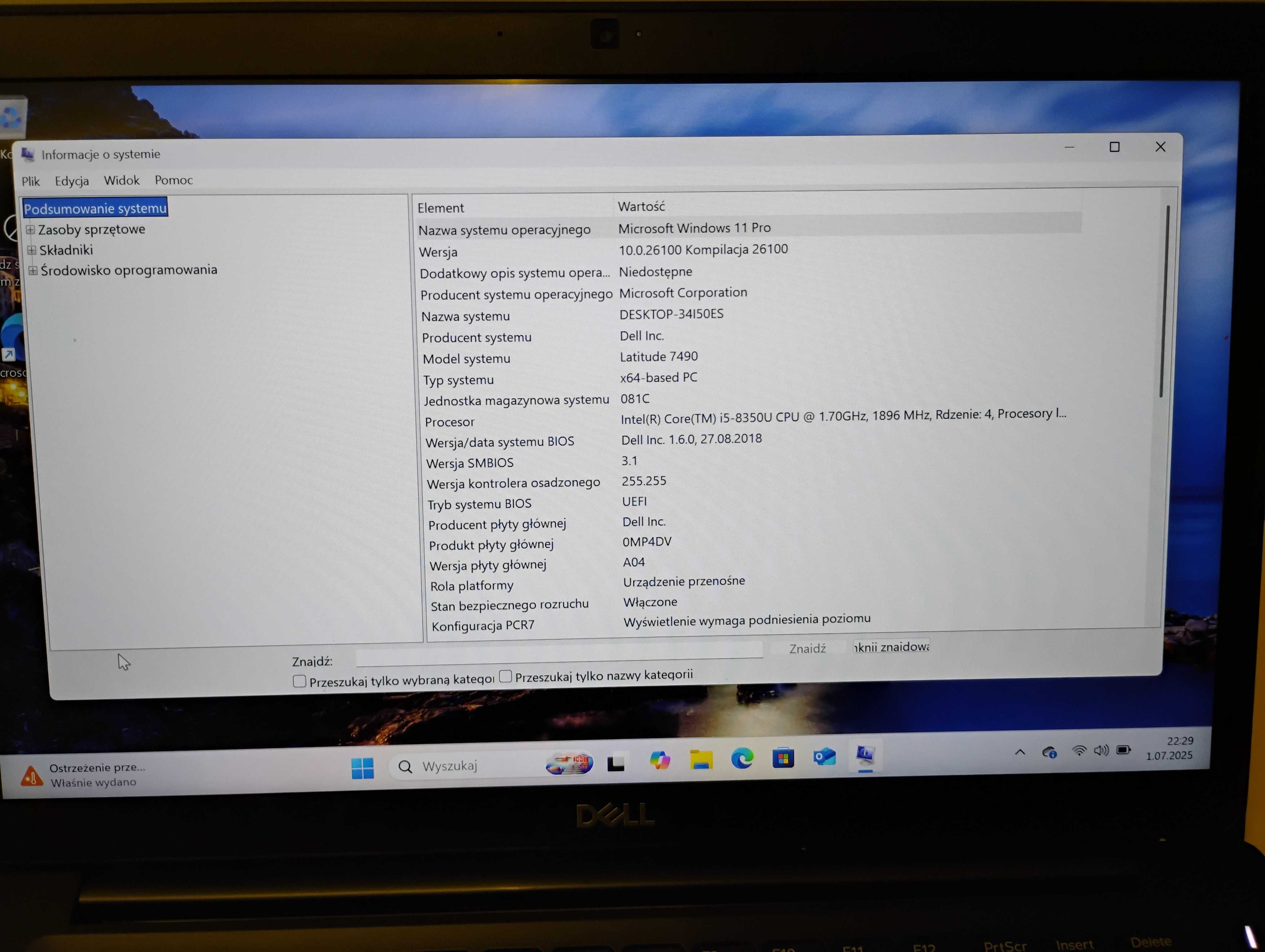 Laptop Dell Latitude 7490 14" x64 Intel Core i5 16 GB /256 GB
