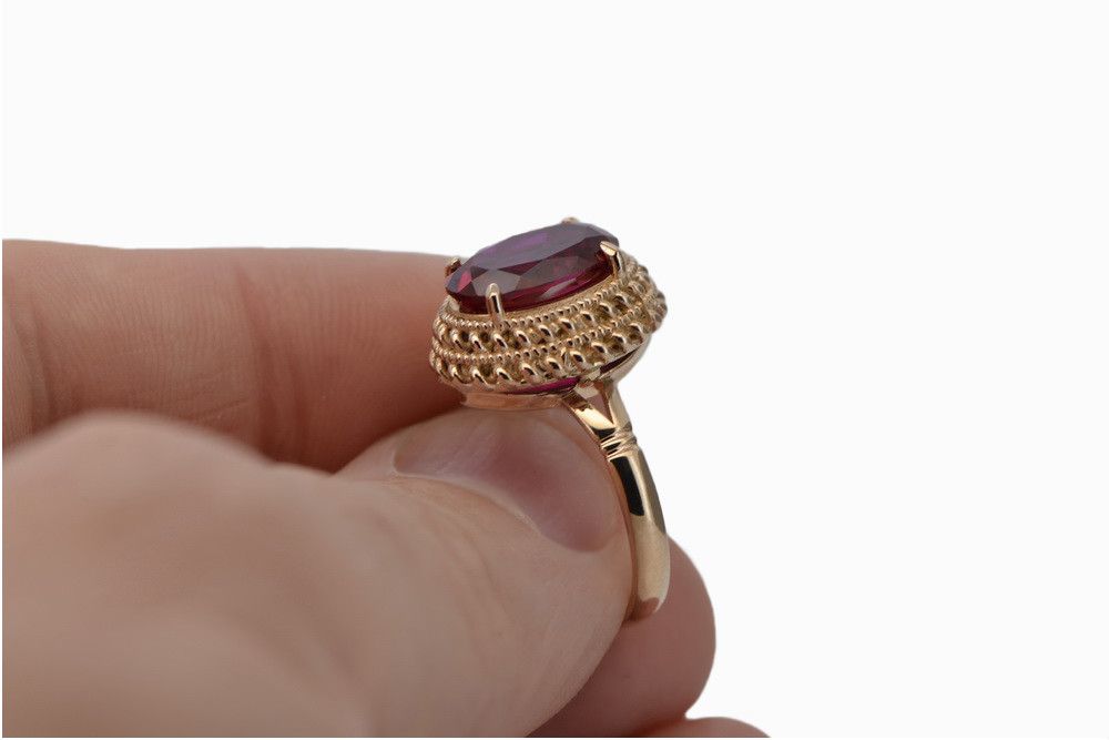 Pierścionek z różowego czerwonego złota 14k 585 z Rubinem vrc068 Wr