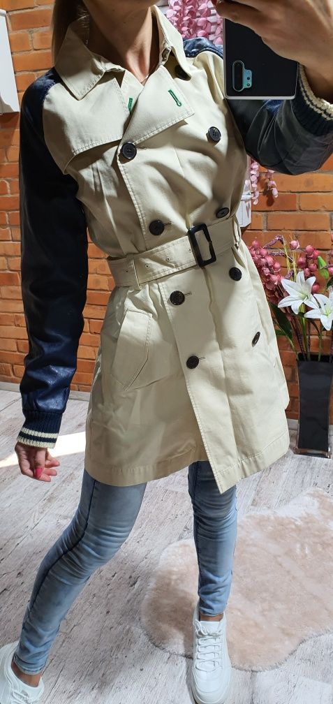 Tommy Hilfiger oryginalny płaszcz szlafrokowy prochowiec pasek M