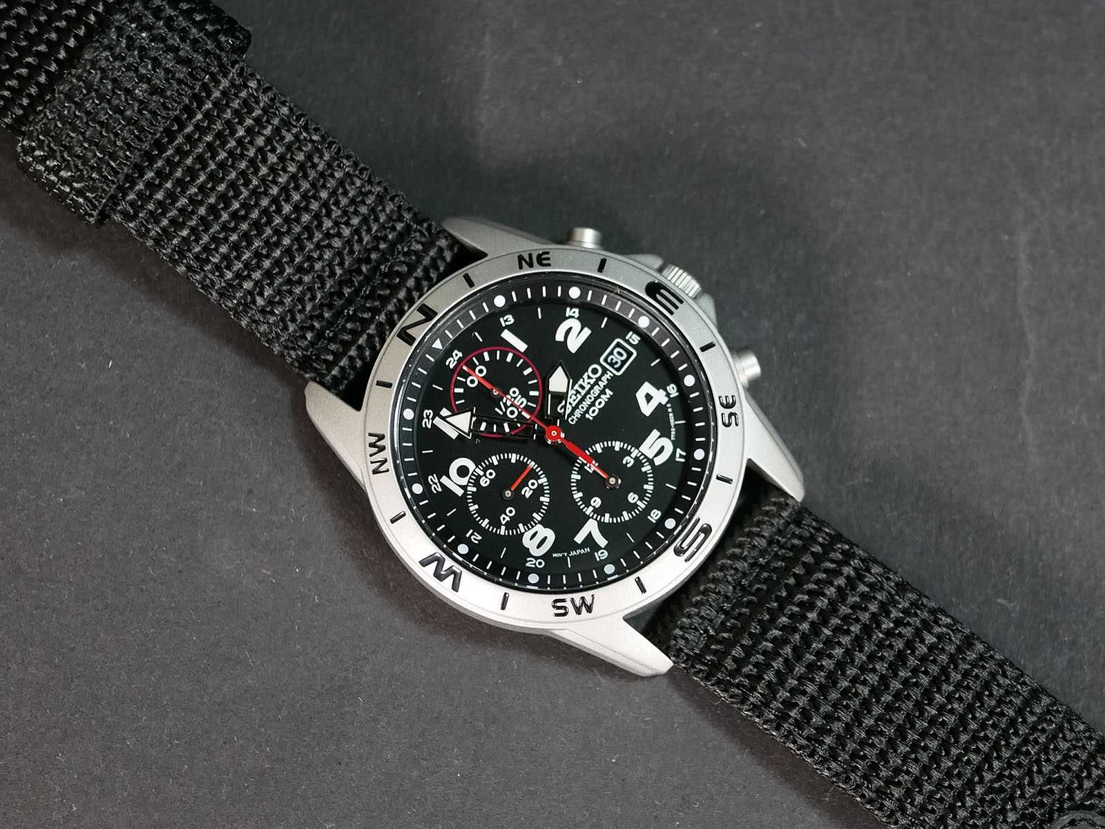 Годинник Seiko SND399P Black Nylon з хронографом Ø38мм
