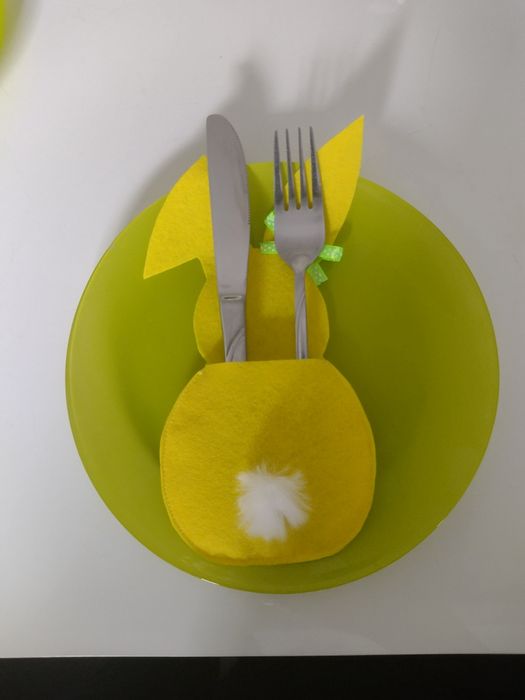 Etui sztućce królik zając handmade WIELKANOC