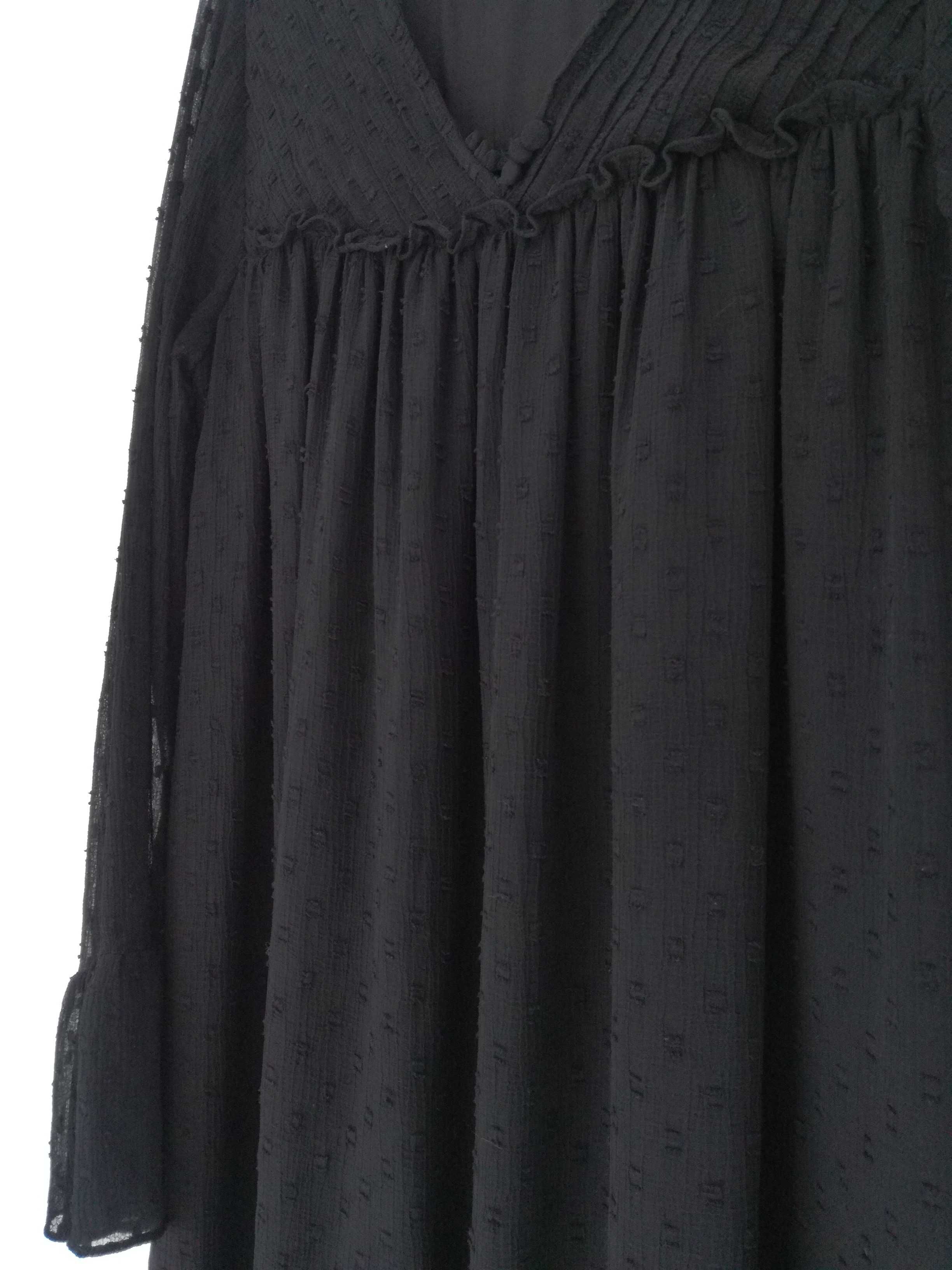 Sukienka z haftem z tkaniny plumeti Zara S mała czarna