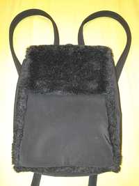 Plecak czarny z futerkiem