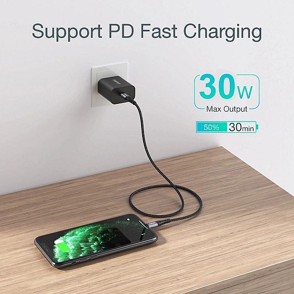 Kabel Choetech IP0039 USB-C / Lightning MFi 480Mb/s 3A 1.2m - czarny
