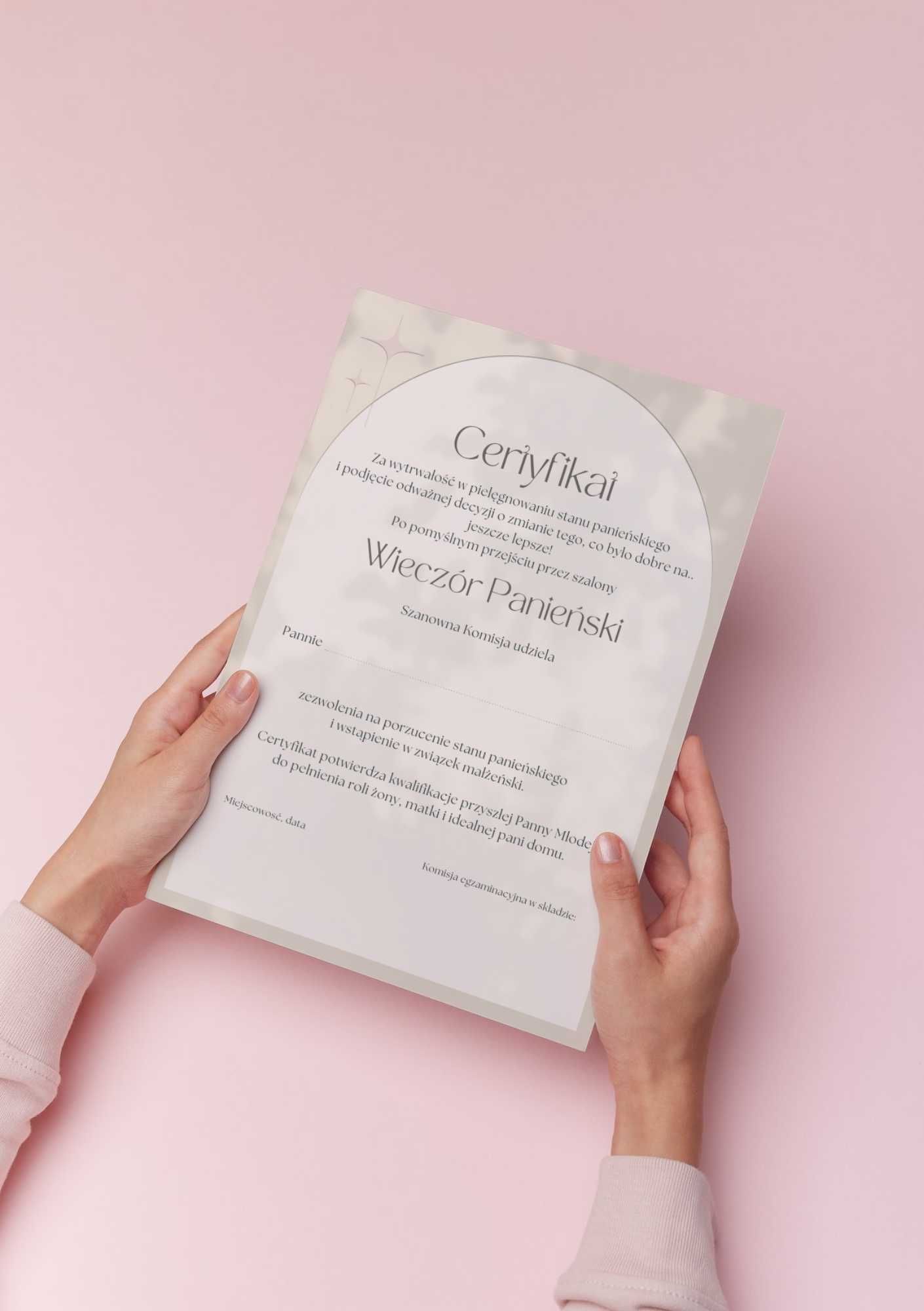Gry i zabawy na Wieczór Panieński (5) PDF Certyfikat dla Panny Młodej