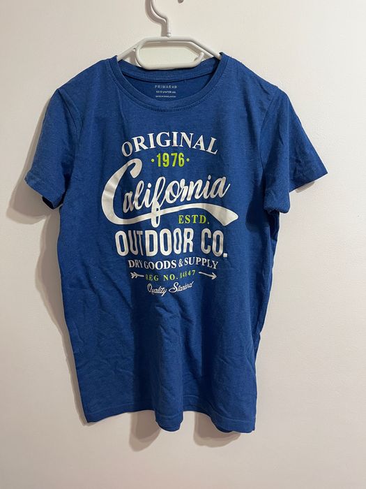 Niebieska koszulka bluzka z białymi napisami Primark 158cm