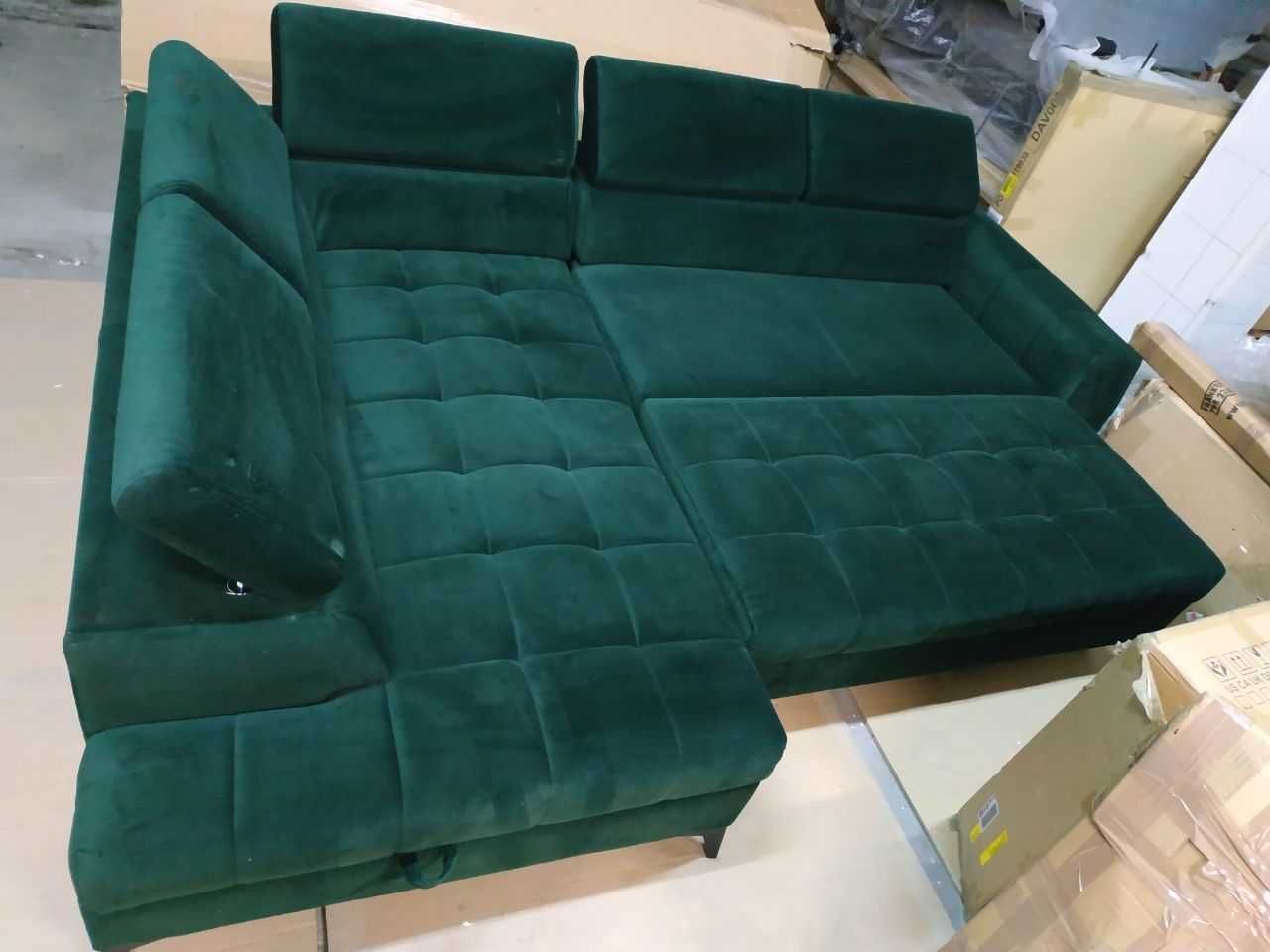 Zielona sofa narożna lewa CANORA GREY