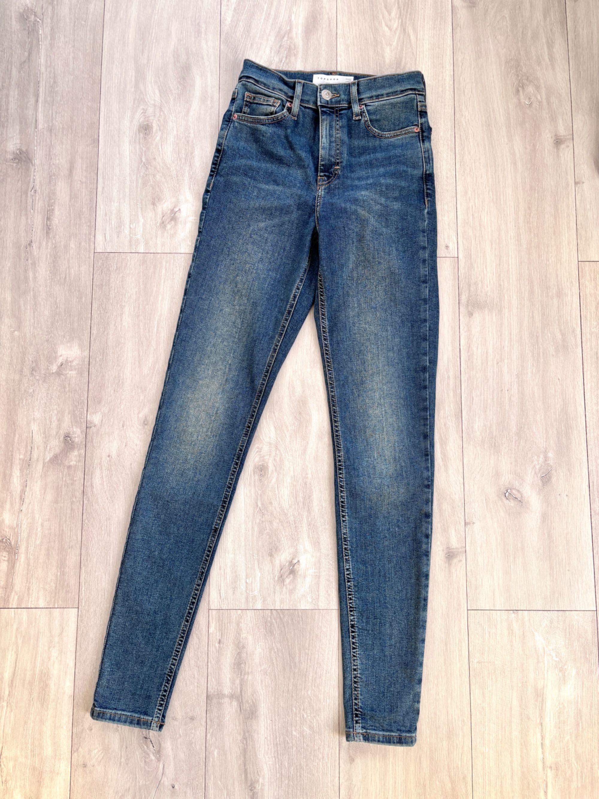 Spodnie rurki Topshop Jamie Dirty W24 L34 XS klasyczne jeansy damskie