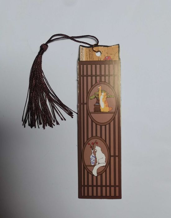 Koty, kotki - zakładka do książki z grubego kartonu + frędzelek [3]