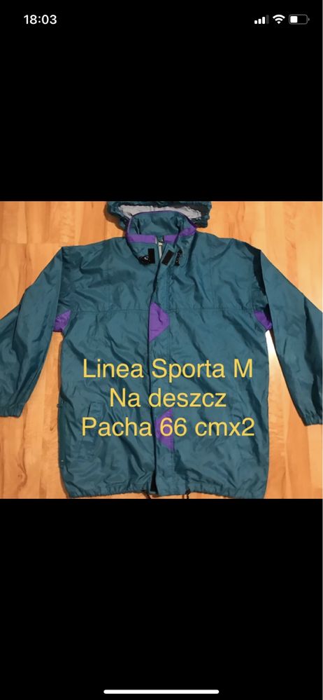 Linea sporta M zielona fioletowa kurtka na deszcz przeciwdeszczowa