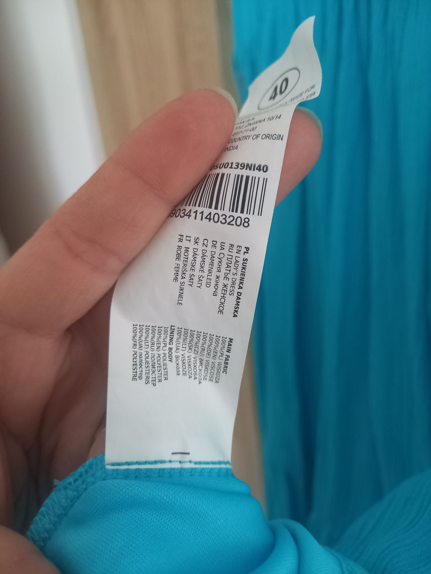 Sukienka letnia turkusowa morska r 40 L