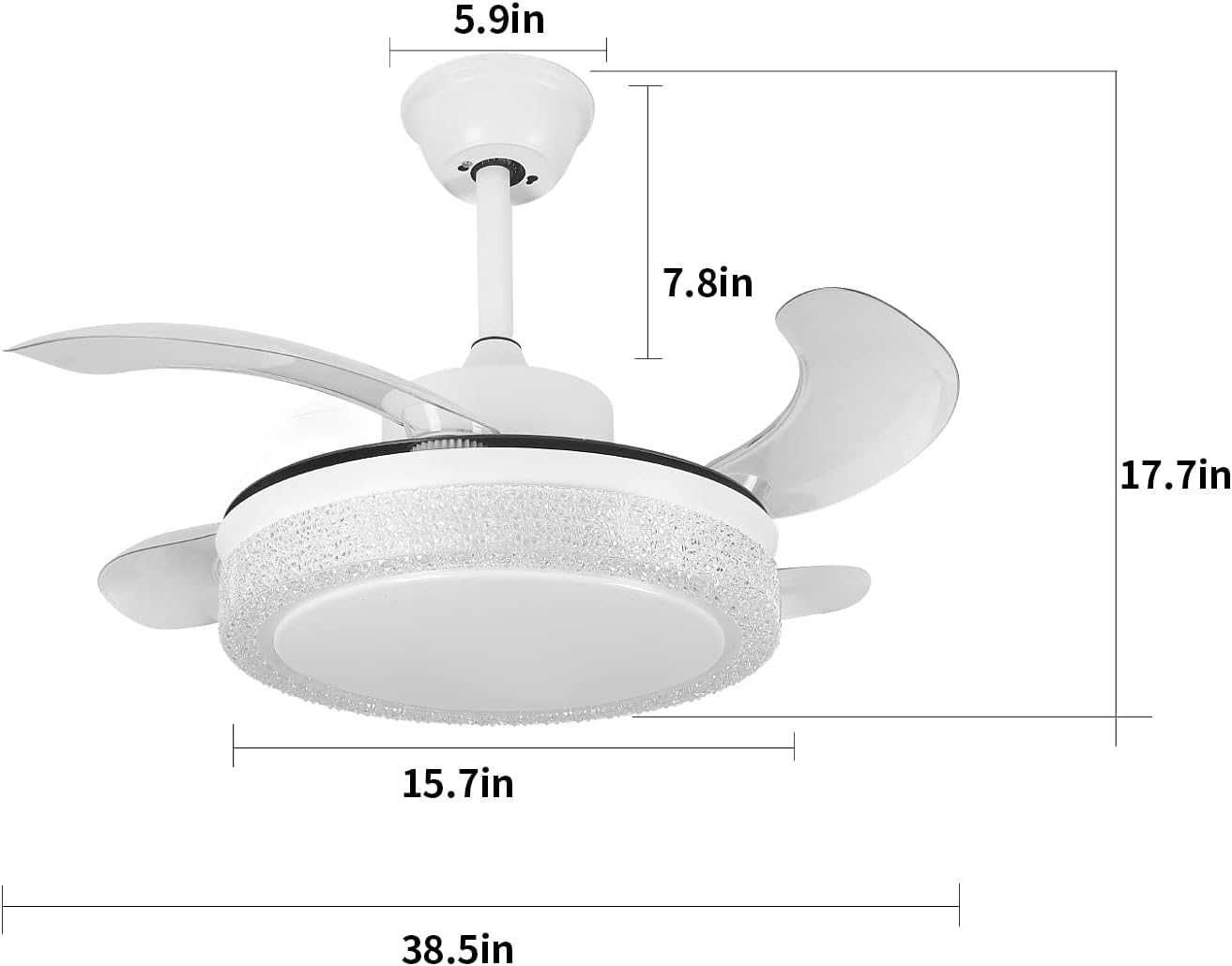 Wentylator sufitowy 36" LED Bluetooth z pilotem i Wi-Fi HOREVO