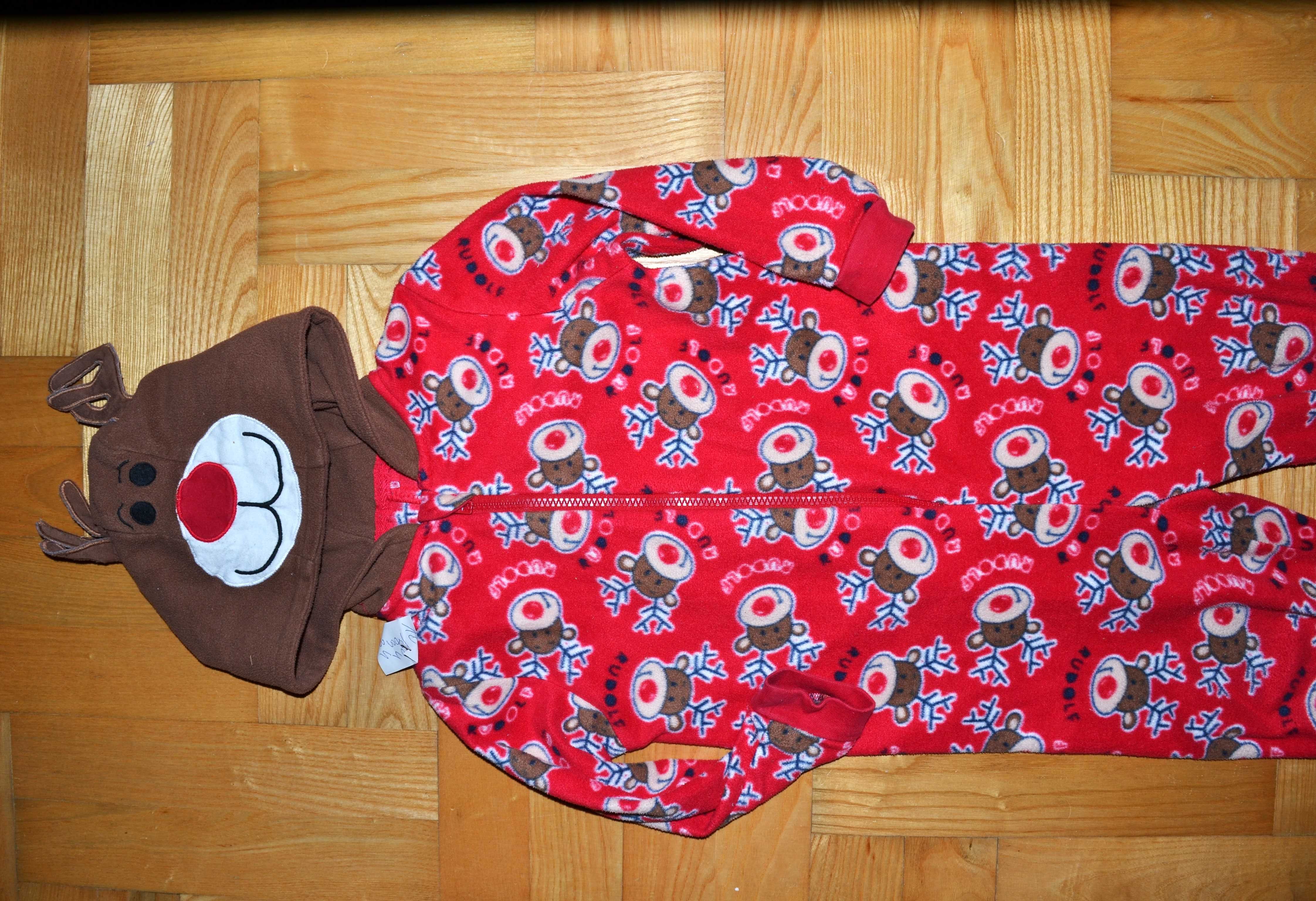 świąteczna piżamka z polaru w Reniferki 3/4_104 cm