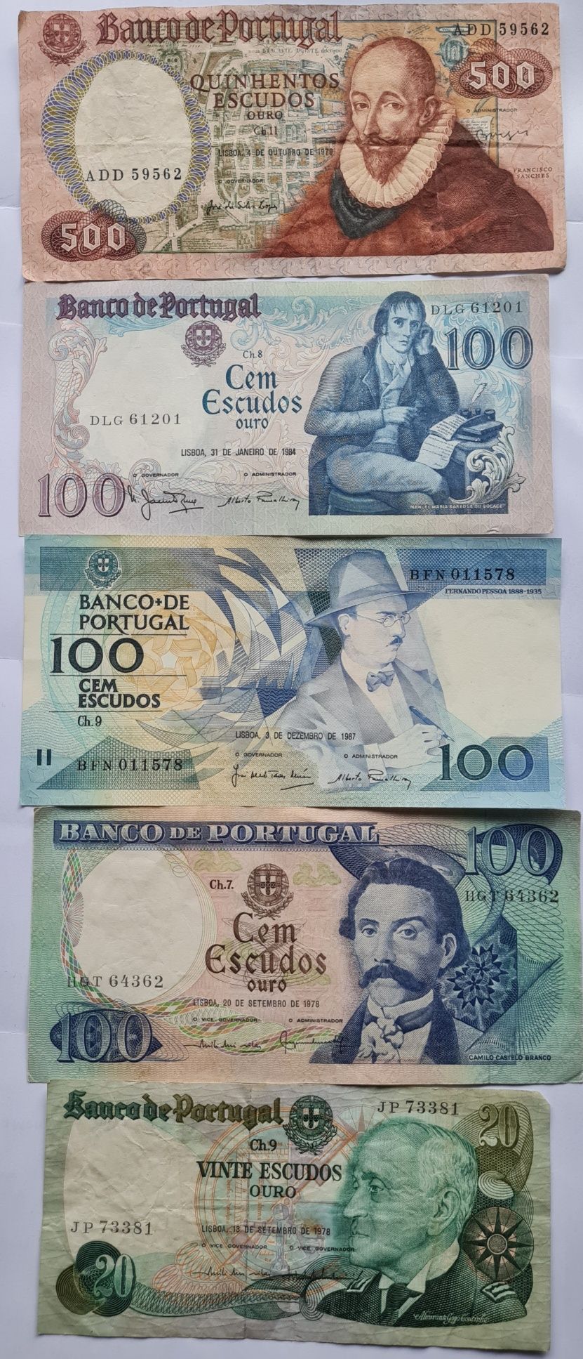 Vendo 5 notas de escudos