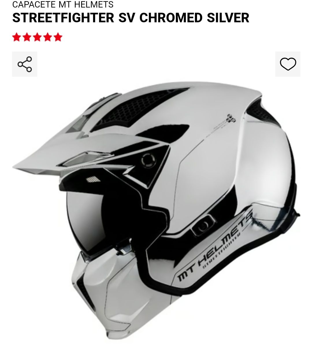 Capacete MT Streetfighter SV Chromed Silver Tam M/L
