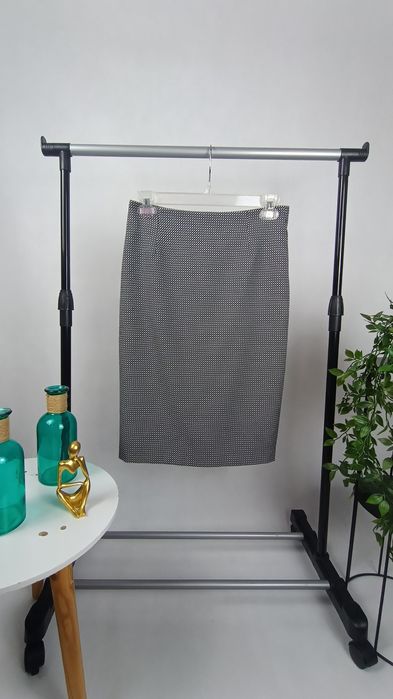 Elegancka czarno-biała damska prosta spódnica midi Maxima roz. XS
