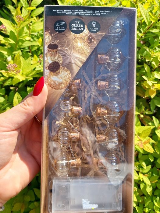 Ozdoba jesienna Lampki na baterie. Szklane dynie