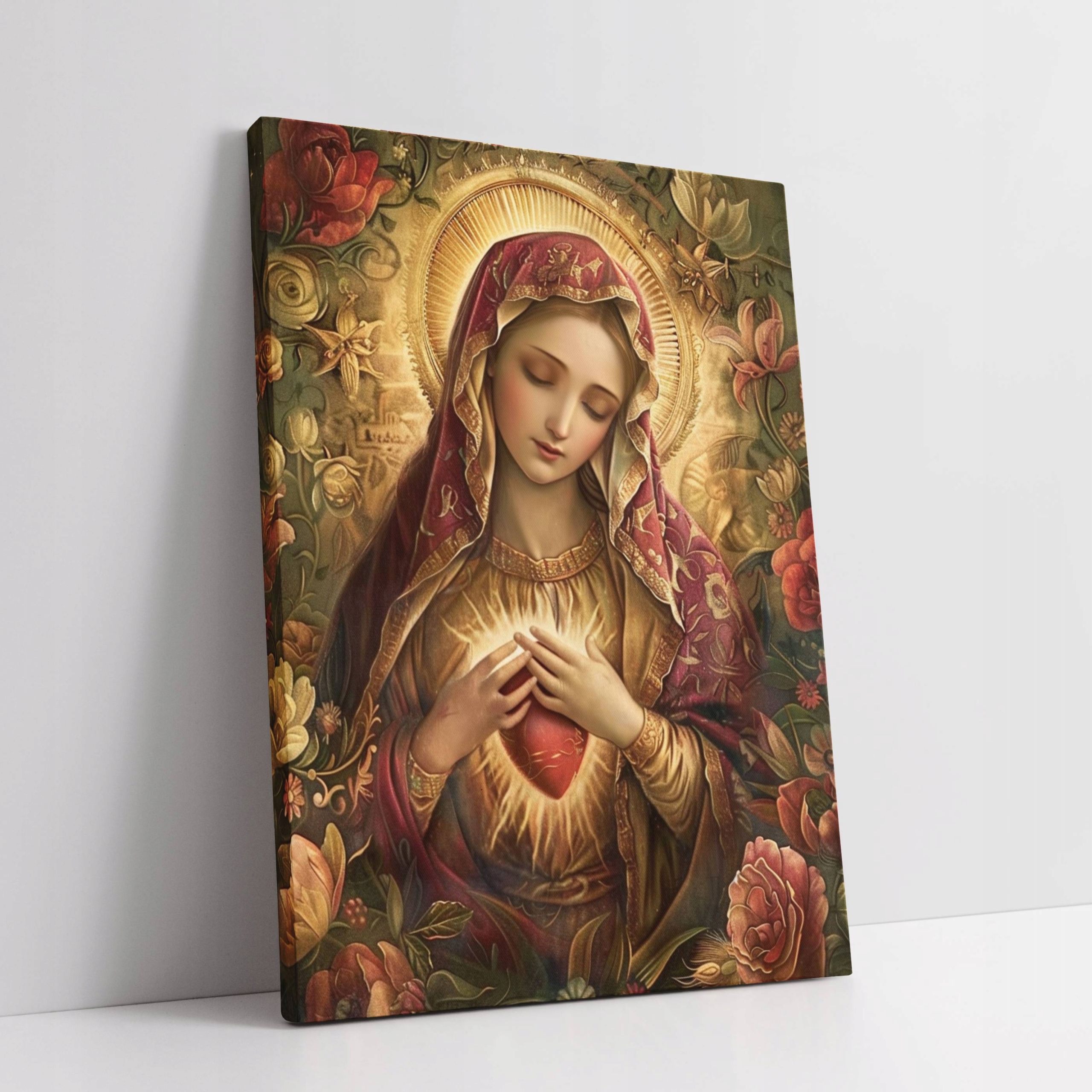 Obraz na płótnie "Serce Matki Bożej" 45x60 cm - sztuka sakralna